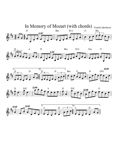 In Memory of Mozart (with chords) (Version 2) preview