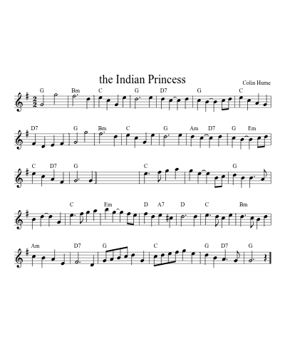 the Indian Princess (Version 5) sheet music preview