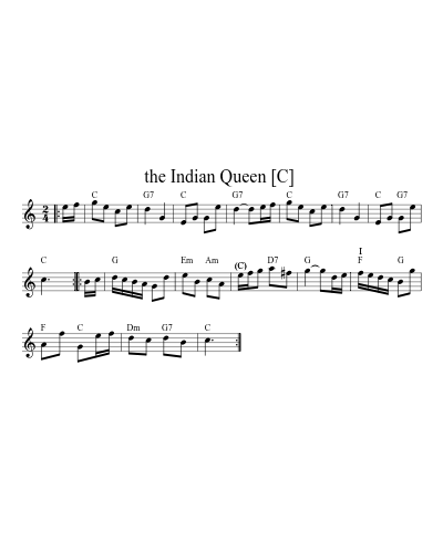 The Indian Queen  [C] (Version 2) sheet music preview