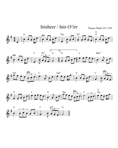 Inisheer / Inis O\'irr sheet music preview