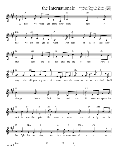 the Internationale sheet music preview