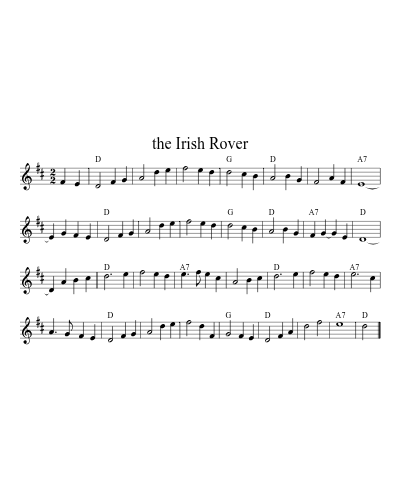 The Irish Rover (Version 2) sheet music preview