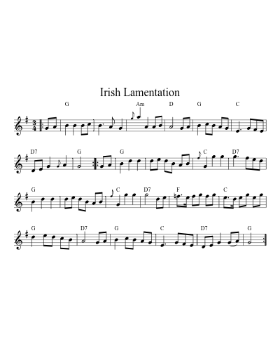 Irish Lamentation (Version 8) sheet music preview
