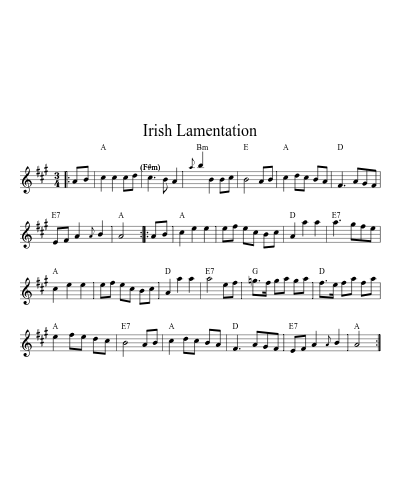 Irish Lamentation (Version 9) sheet music preview