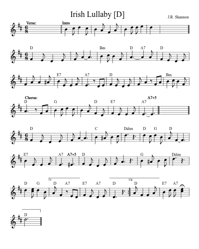 Irish Lullaby   [D] (Version 2)
