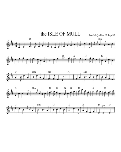 the ISLE OF MULL (Version 3) sheet music preview