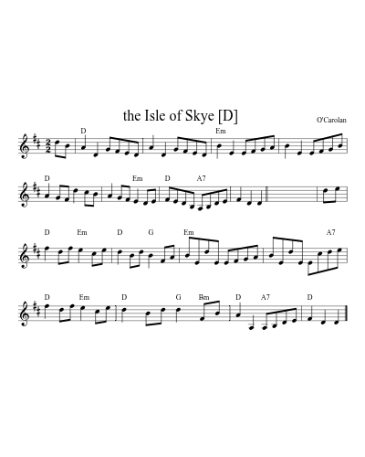 the Isle of Skye  [D] (Version 2) sheet music preview