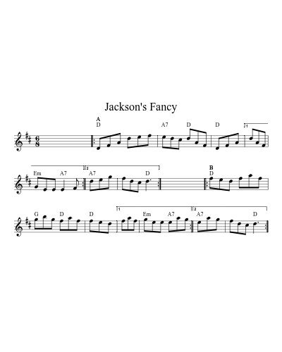 Jackson's Fancy (Version 5) sheet music preview
