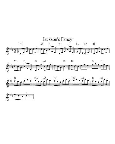 Jackson's Fancy (Version 8) sheet music preview