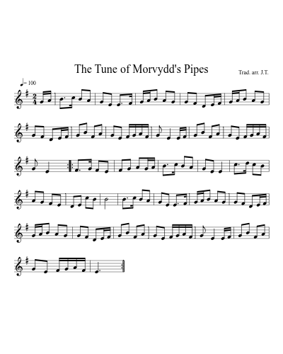The Tune of Morvydd's Pipes sheet music preview