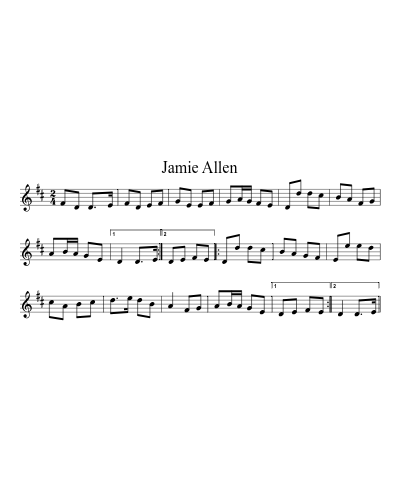 Jamie Allen (Version 8) sheet music preview