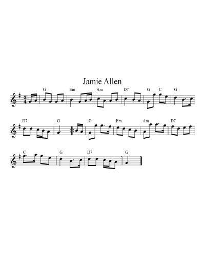Jamie Allen (Version 10) sheet music preview