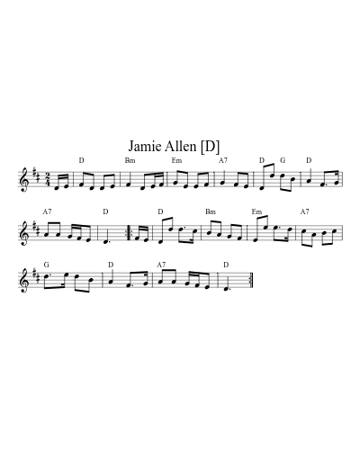 Jamie Allen    [D] (Version 2) sheet music preview