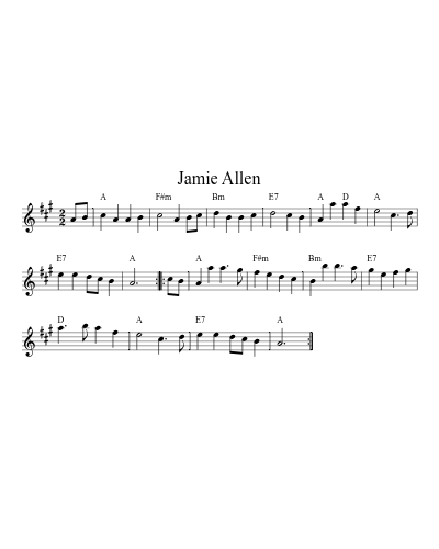 Jamie Allen (Version 19) sheet music preview