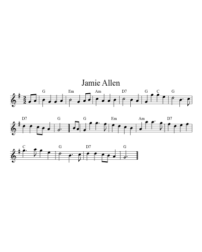 Jamie Allen (Version 21) sheet music preview