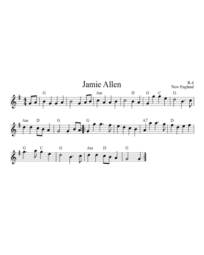 Jamie Allen (Version 25) sheet music preview