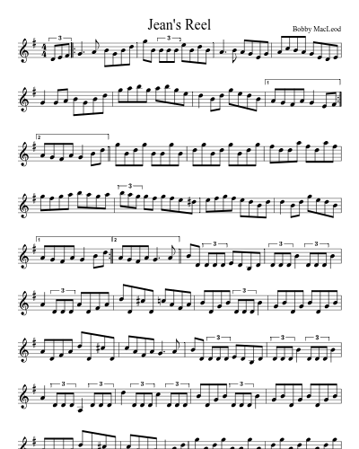 Jean's Reel (Version 8) sheet music preview