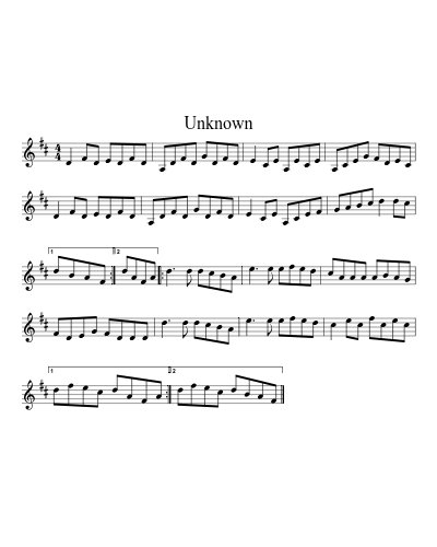 Unknown (Version 3) sheet music preview