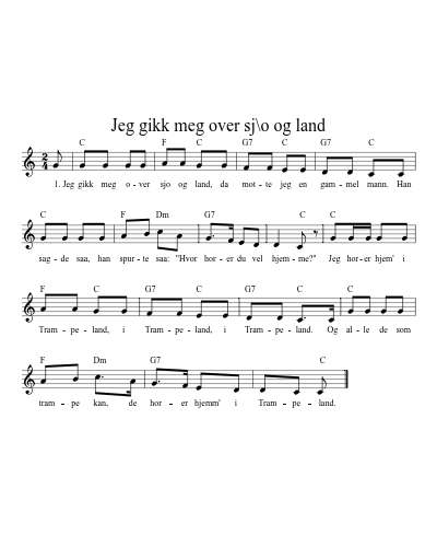 Jeg gikk meg over sj\o og land