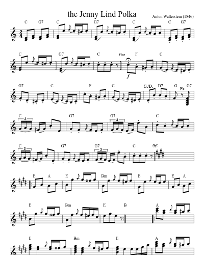 the Jenny Lind Polka sheet music preview
