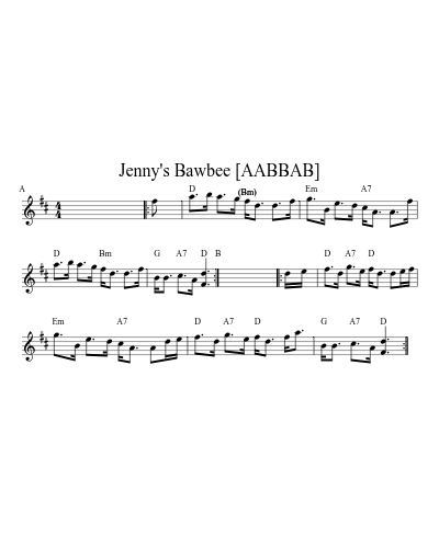 Jenny's Bawbee [AABBAB] (Version 2) sheet music preview