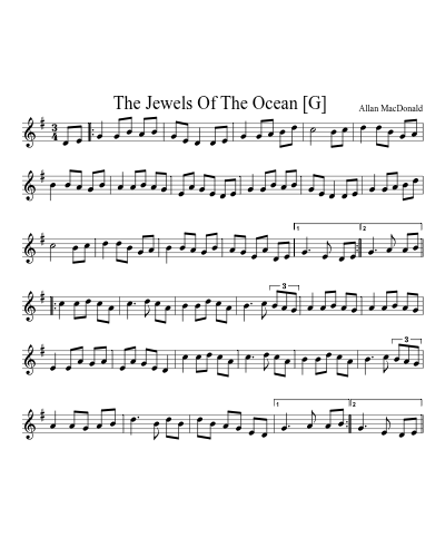 The Jewels Of The Ocean  [G] sheet music preview
