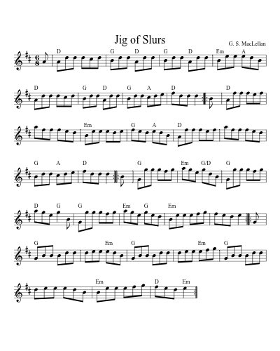 Jig of Slurs (Version 9) sheet music preview