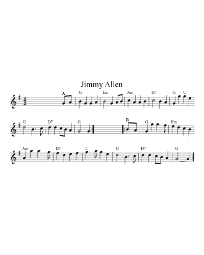 Jimmy Allen (Version 7) sheet music preview
