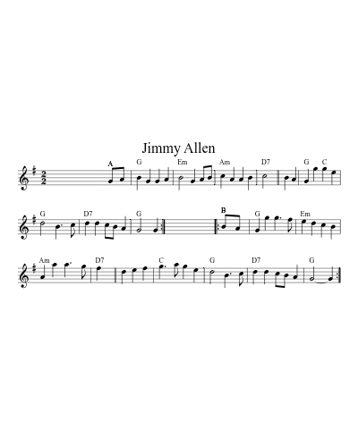 Jimmy Allen (Version 8) sheet music preview