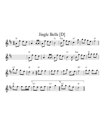 Jingle Bells [D] sheet music preview