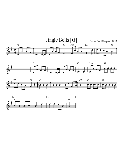 Jingle Bells [D] (Version 2) sheet music preview
