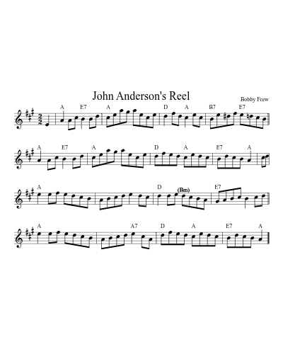 John Anderson's Reel (Version 3) sheet music preview