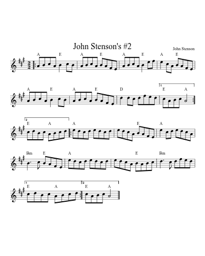 John Stenson's #2 (Version 8) sheet music preview