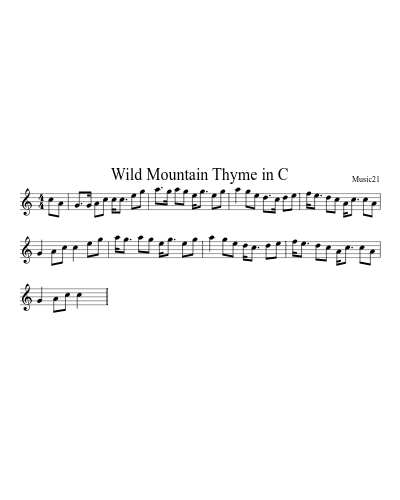 Wild Mountain Thyme in C