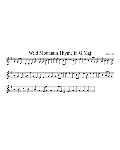 Wild Mountain Thyme in G Maj