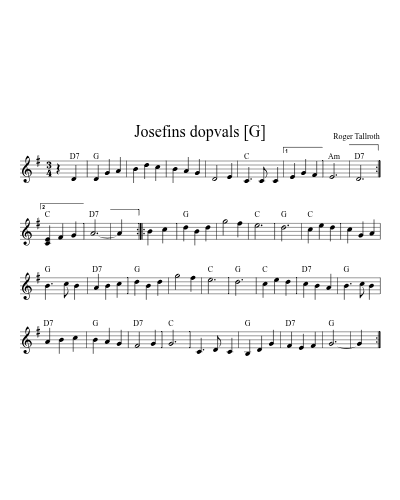 Josefins dopvals [G] (Version 2) sheet music preview