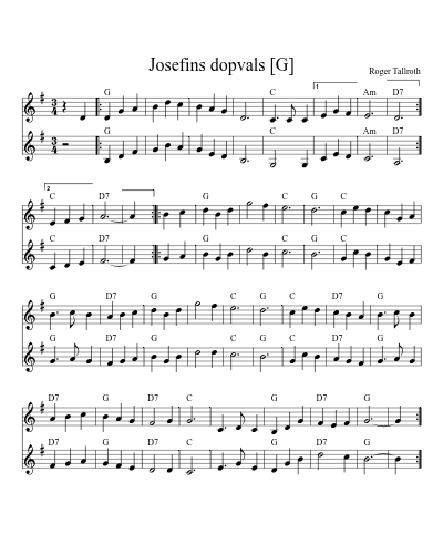 Josefins dopvals [G] (Version 5) sheet music preview