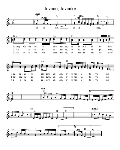Jovano, Jovanke (Version 7) sheet music preview