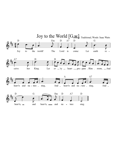 Joy to the World [G,w]