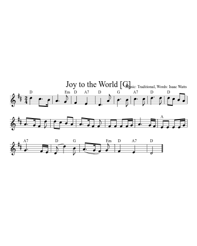 Joy to the World [G] sheet music preview