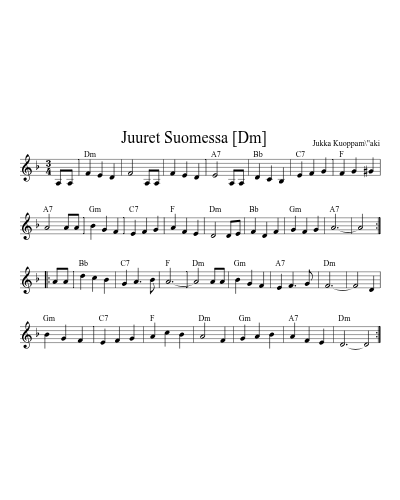 Juuret Suomessa    [Dm] (Version 5) sheet music preview