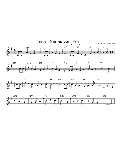 Juuret Suomessa    [Em] (Version 4) sheet music preview