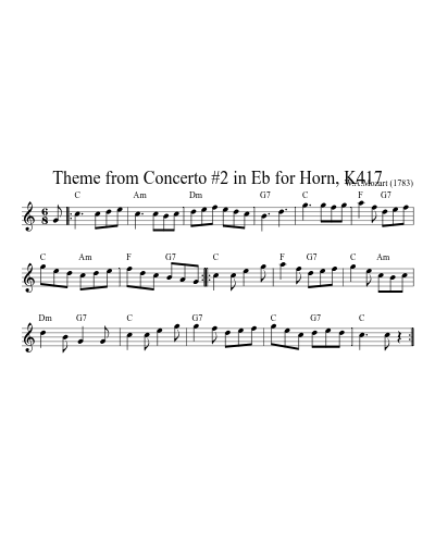 Theme from Concerto #2 in Eb for Horn, K417 preview