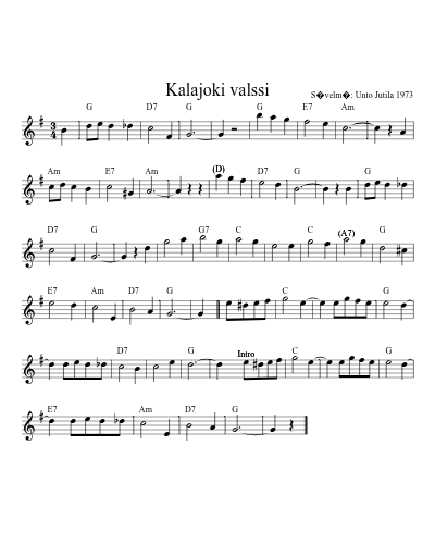 Kalajoki valssi (Version 4) sheet music preview
