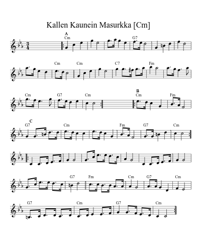 Kallen Kaunein Masurkka   (Dm)