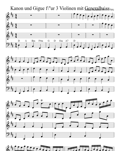 Kanon und Gigue f\"ur 3 Violinen mit Generalba\ss (Version 2)