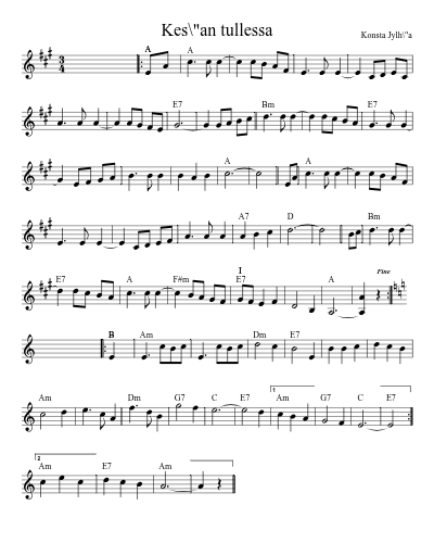 Kes\"an tullessa (Version 5) sheet music preview