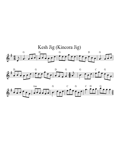 Kesh Jig (Kincora Jig) sheet music preview