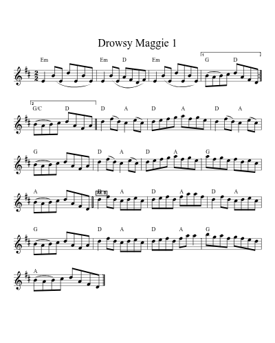 Drowsy Maggie 1 sheet music preview
