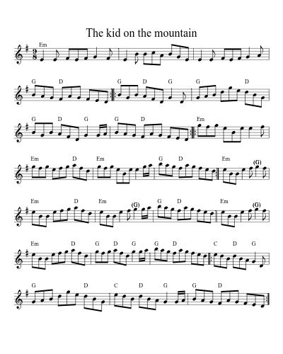 The Kid On The Mountain (Version 9) sheet music preview